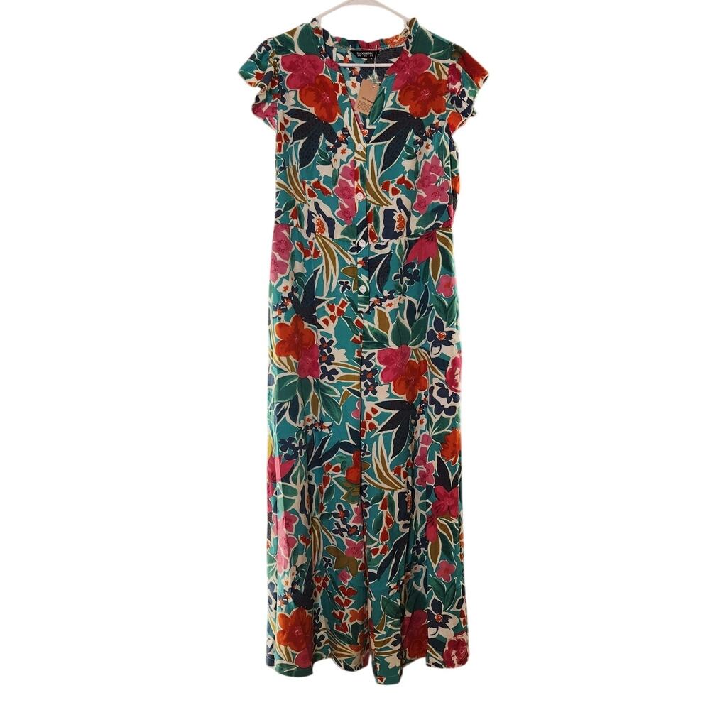 BLOOMCHIC NWT Floral Print Button Wide-Leg Jumpsuit, Size 10